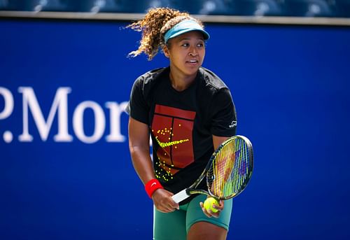 Naomi Osaka during a practice session ahead of the 2024 US Open (Image via Getty)