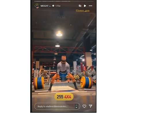 Anatoly doing the 255 kg x 4 deadlift; via @vladimirshmondenko in Instagram