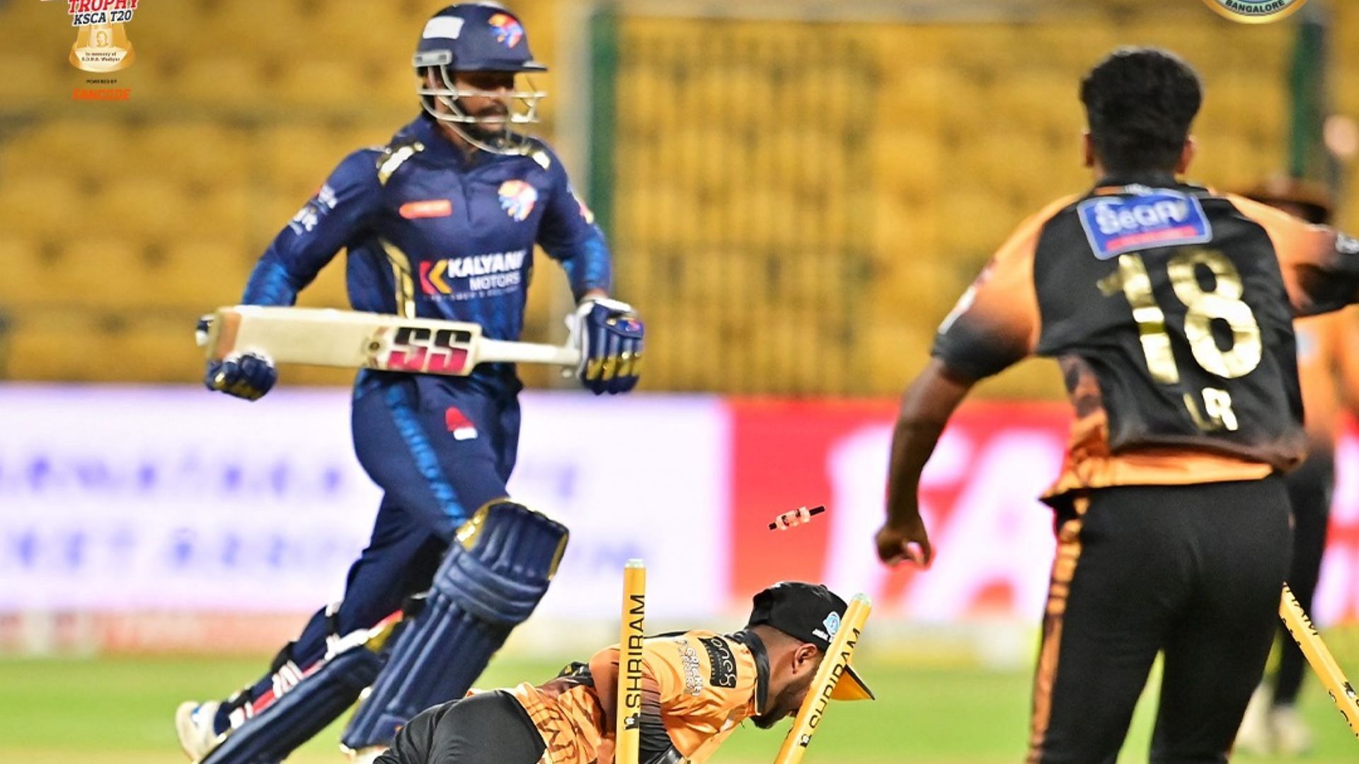 The match between Hubli Tigers and Bengaluru Blasters saw three super overs (Image credits: @maharaja_t20 on X)