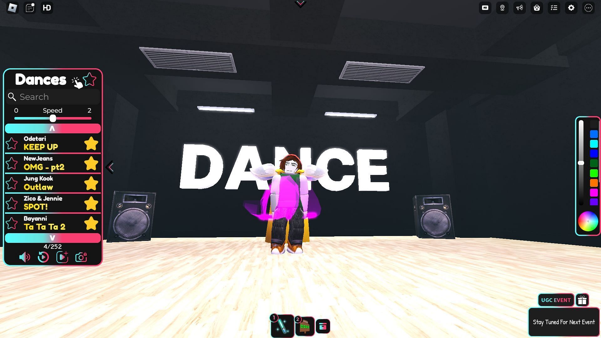 Using the glowsticks for a performance (Image via Roblox)