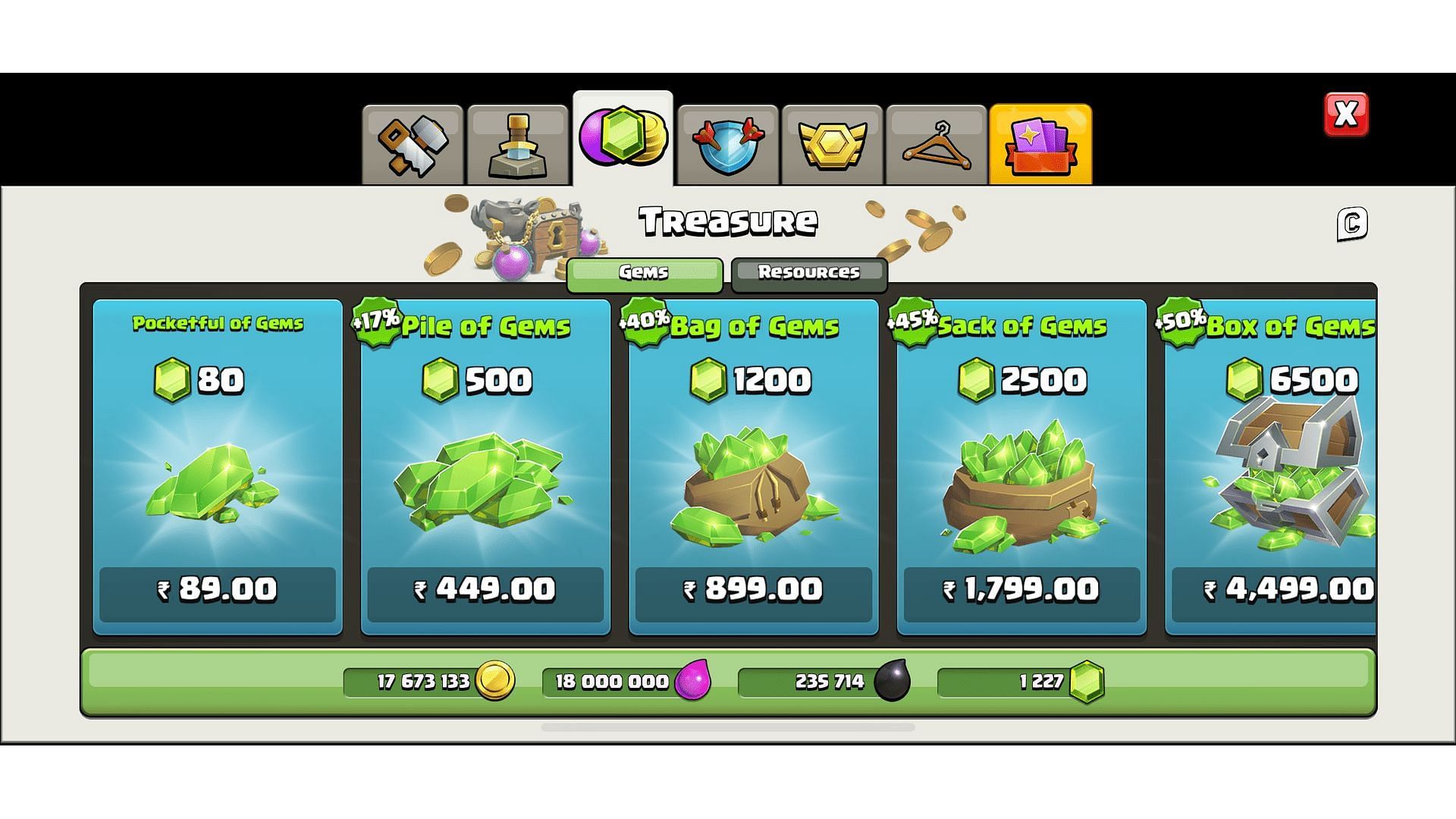 In-game Gem Shop (Image via Supercell)