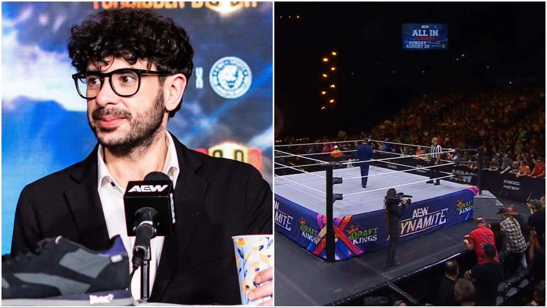 AEW President Tony Khan, AEW fans at a live Dynamite