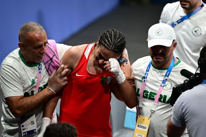 WATCH: Imane Khelif overcome with emotion, breaks down in tears after assuring herself of Paris Olympics medal amid ongoing controversy