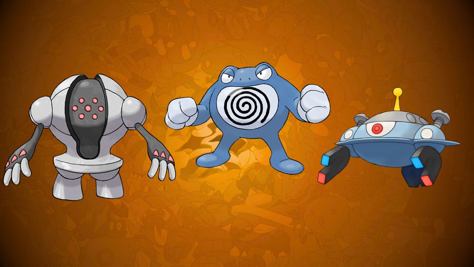 Poliwrath, Registeel, and Shadow Magnezone (Image via TPC)