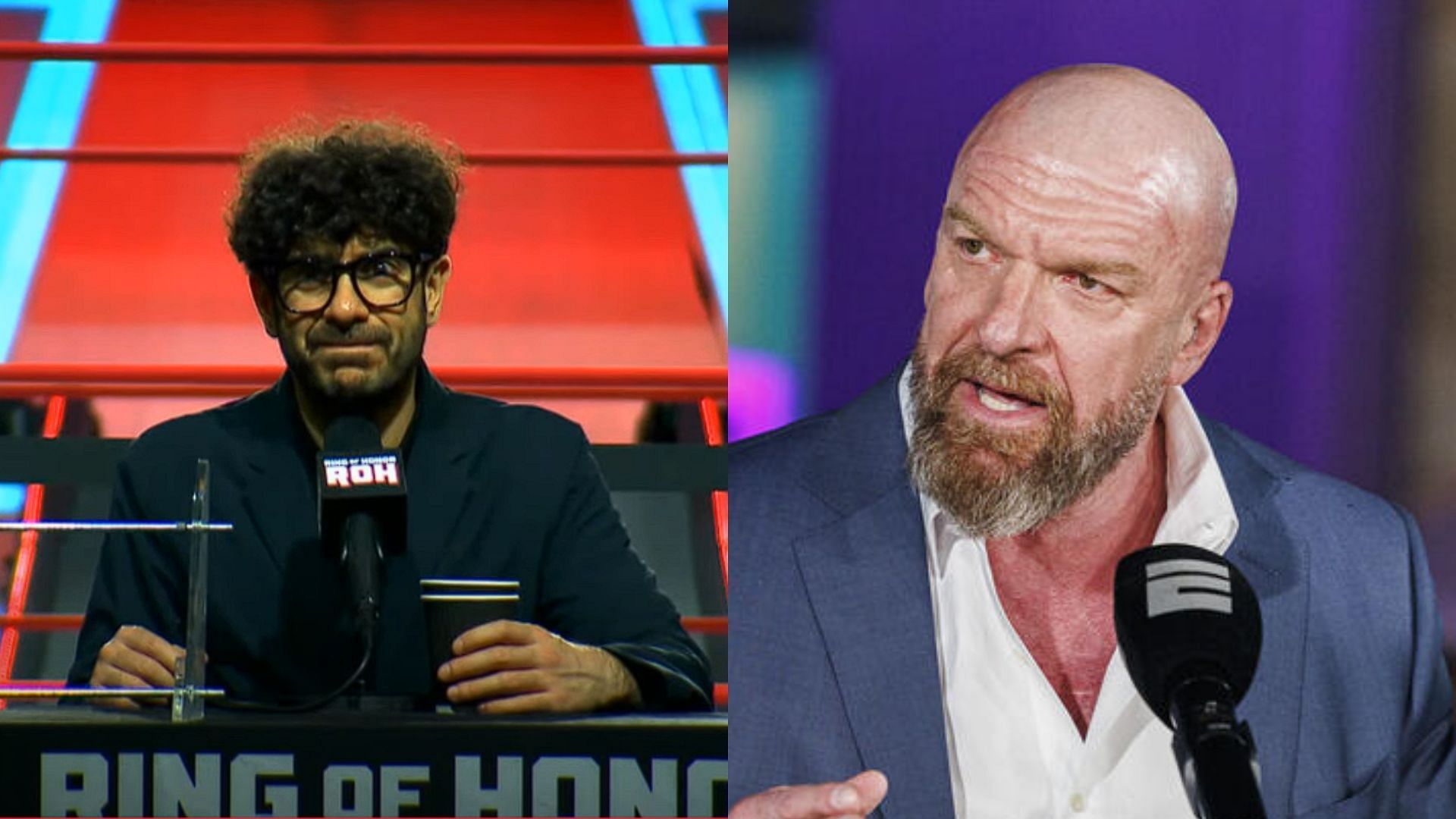 Tony Khan and Triple H are both top players in the wrestling industry [Photos: ROH Official YouTube Channel and WWE Official Website]]