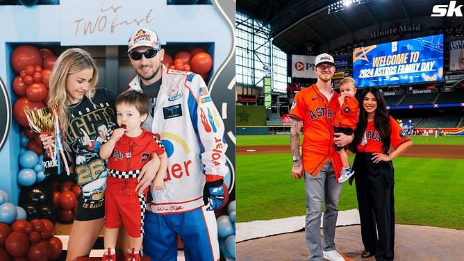 "Whose kid is whose" - Alex Bregman's wife Reagan & Josh Hader's partner Maria share a cute moment swapping sons Knox and Lucas at Astros game