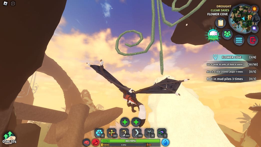 Creatures of Sonaria survival gameplay in a rocky landscape Creatures of Sonaria flying creature in a rocky landscape