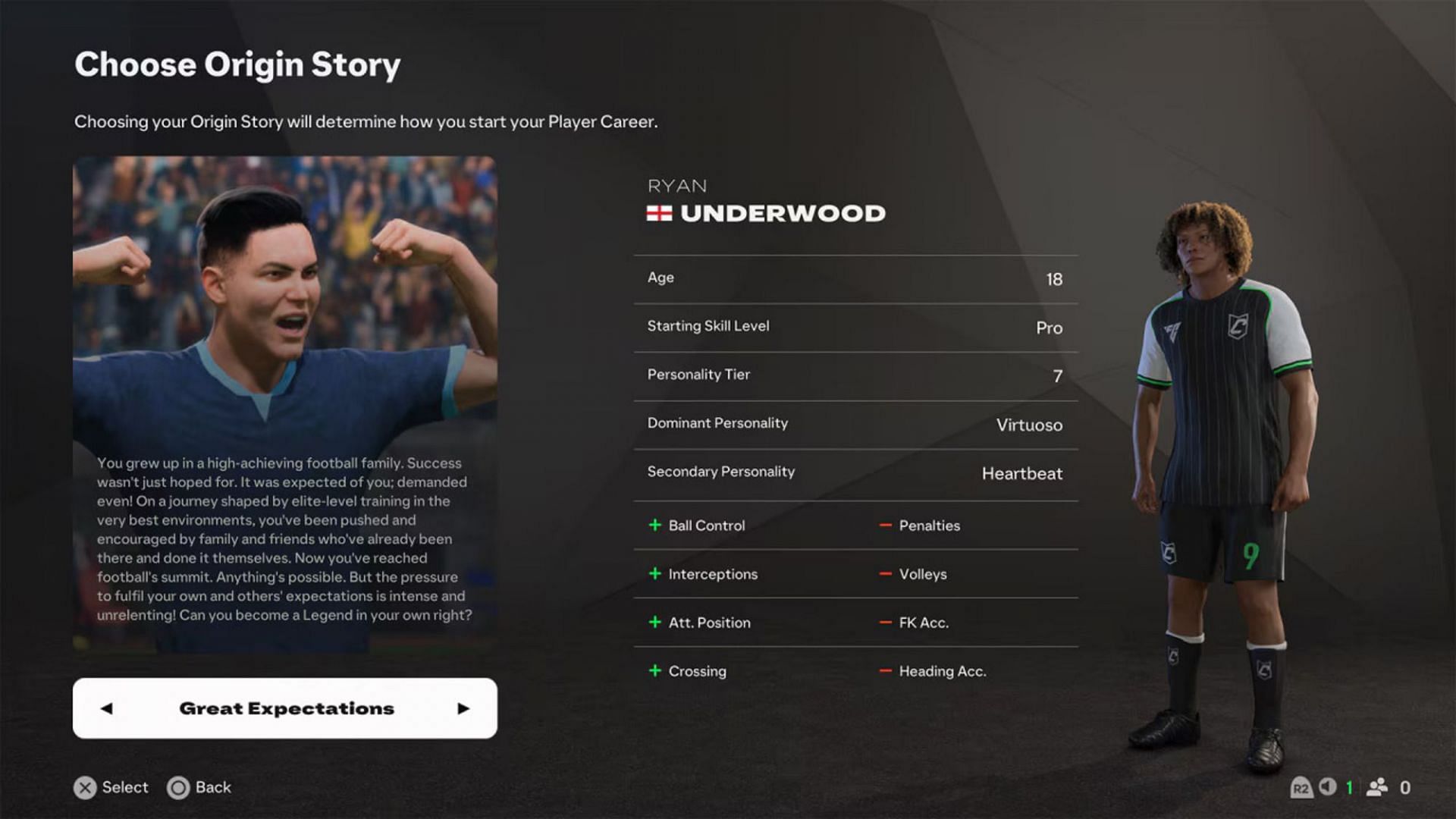 Great Expectations journey in EA FC 25 Origin Stories crafts a Child Prodigy story (Image via EA Sports)