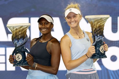 Asia Muhammad (L) and Erin Routliffe pictured at the 2024 Cincinnati Open (Source: Getty Images)