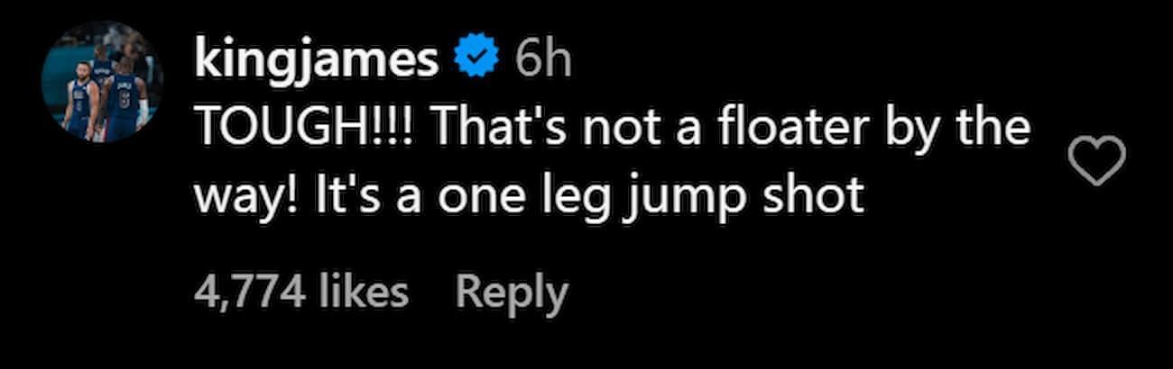 LeBron James&#039; comment about Sabrina Ionescu&#039;s shot (Image via Sports Center&#039;s Instagram)