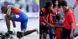 WATCH: Noah Lyles gets taken out in wheelchair after winning 200m bronze while suffering from COVID-19