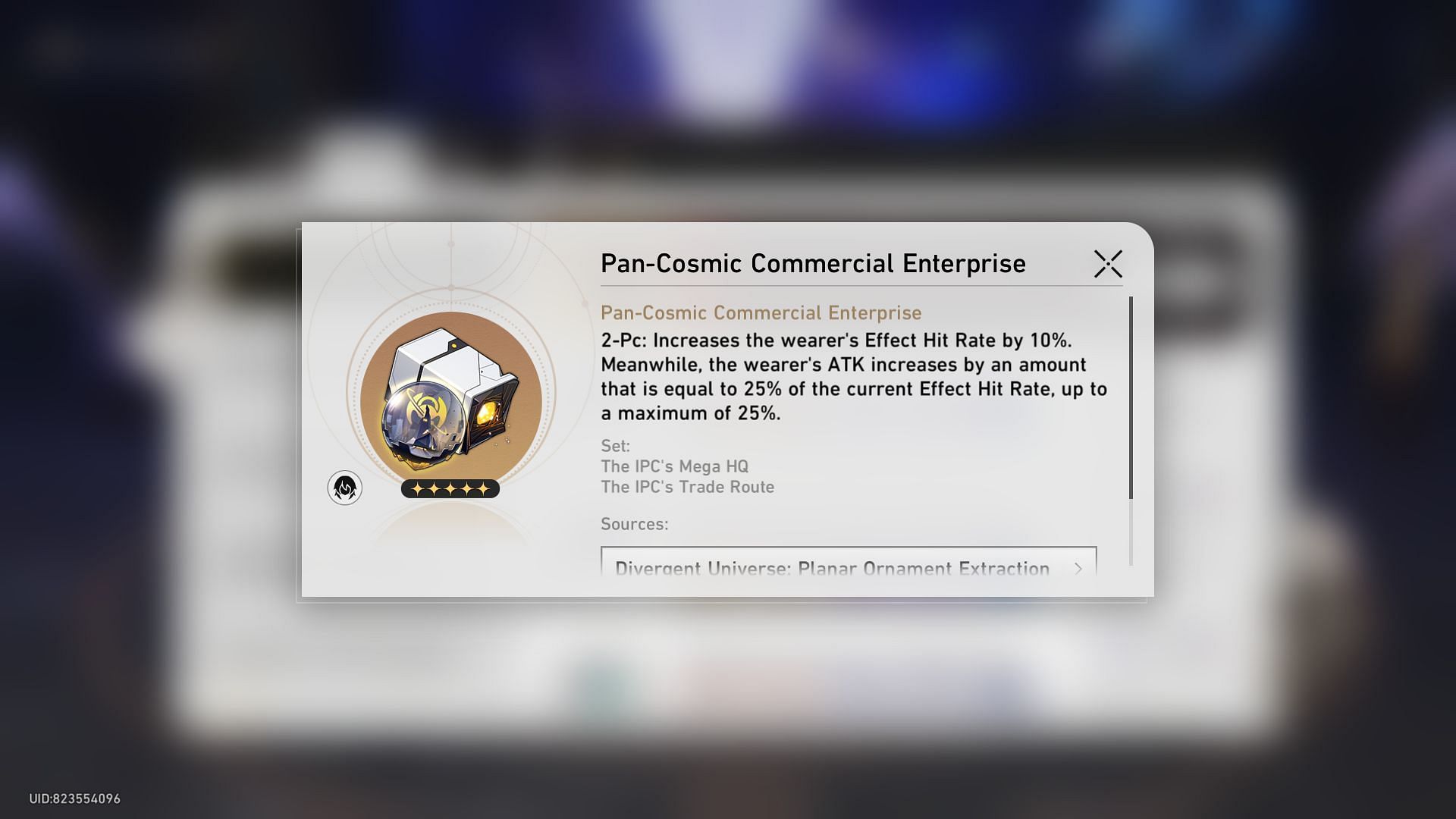 Pan-Cosmic Commercial Enterprise Planar Ornament (Image via HoYoverse)