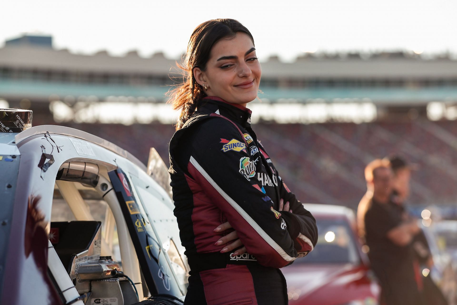 Toni Breidinger, driver of the #25 Hair Club Toyota, looks on before the ARCA Menards Series General Tire 150 (Image via Getty Images)