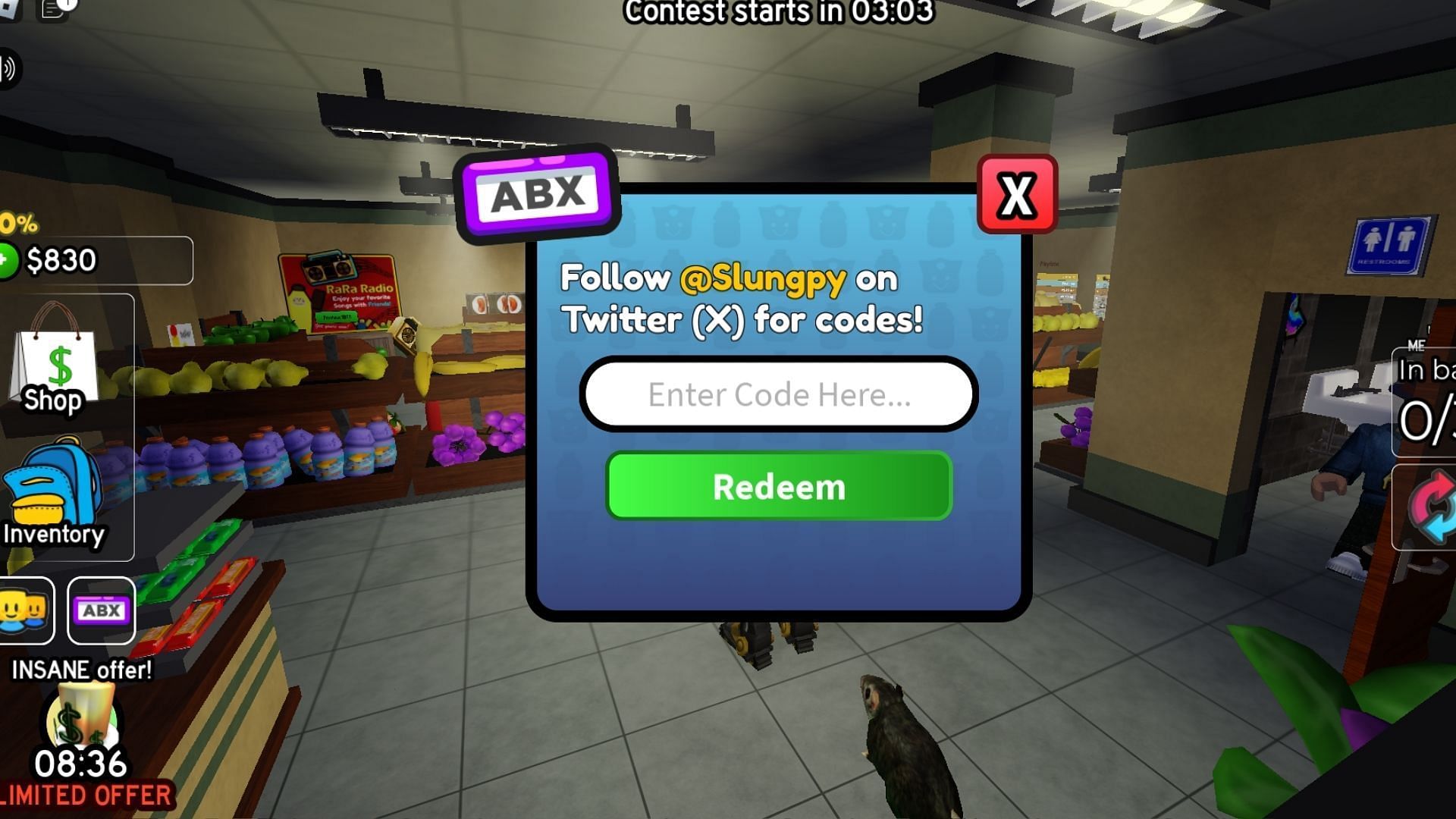 Code box in Rob the Place (Image via Roblox)