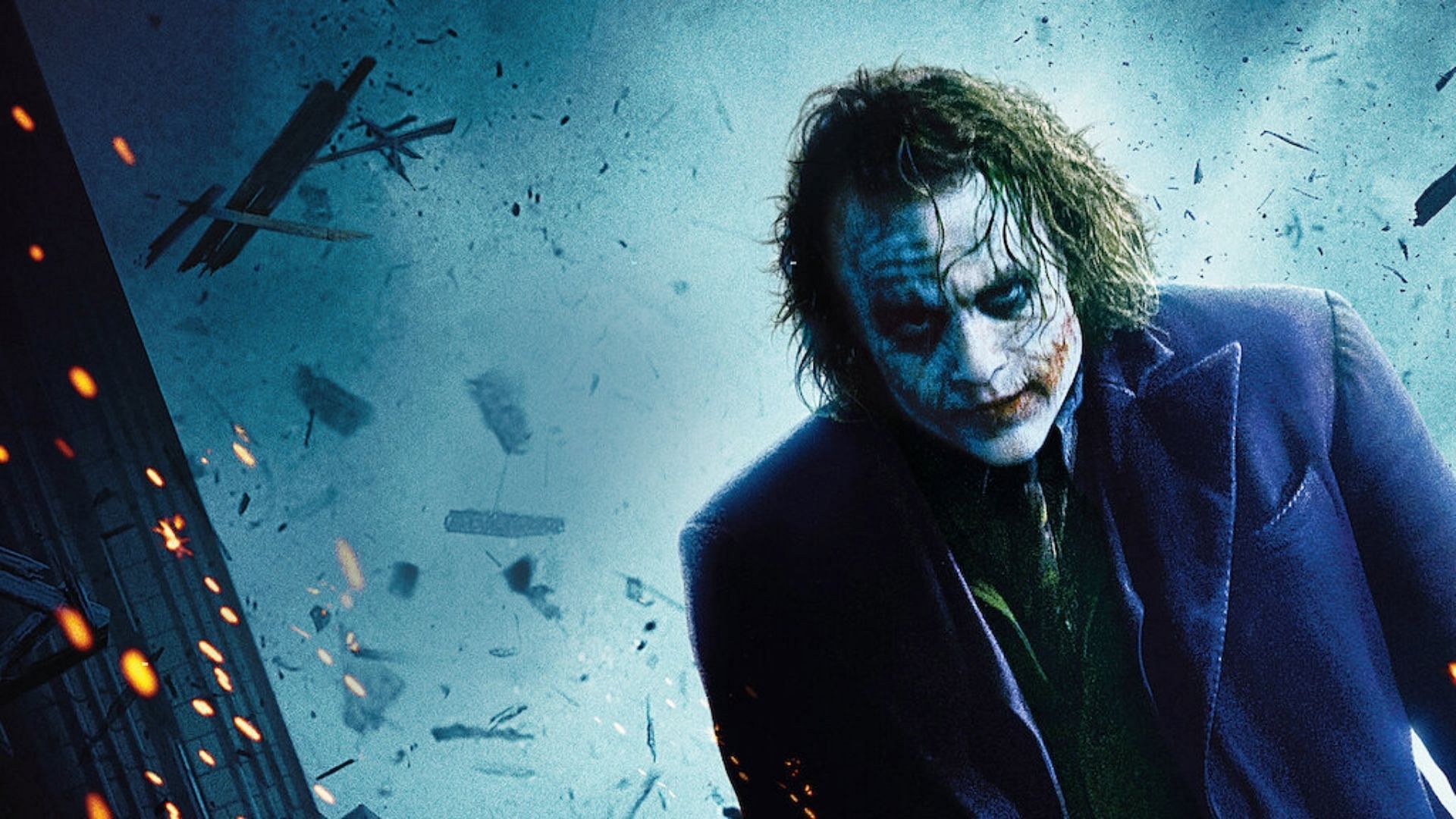 Heath Ledger as Joker in the official art for The Dark Knight (2008) (Image via Netflix)