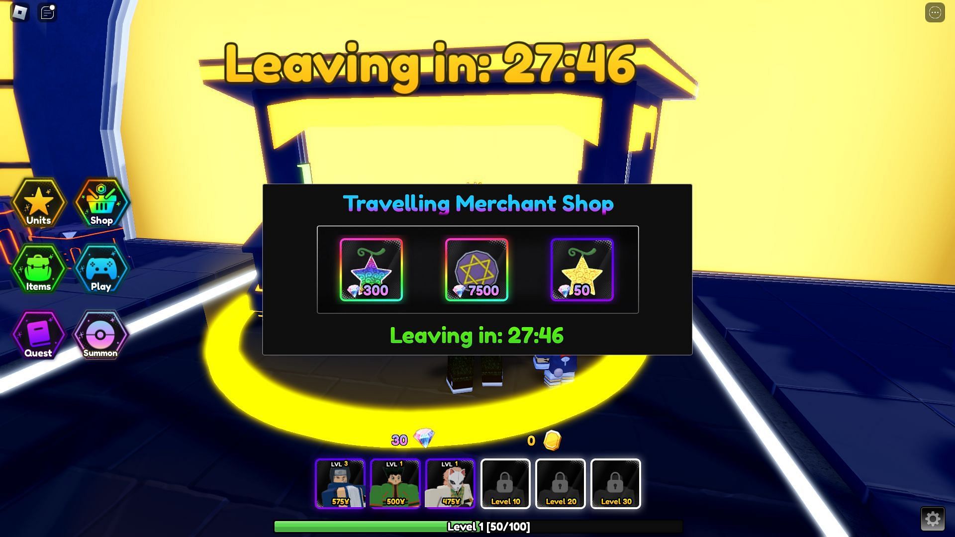 The Merchant also sells items periodically in Special Anime Defense (Image via Roblox)