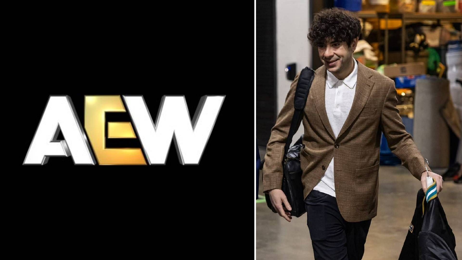 AEW logo and Tony Khan