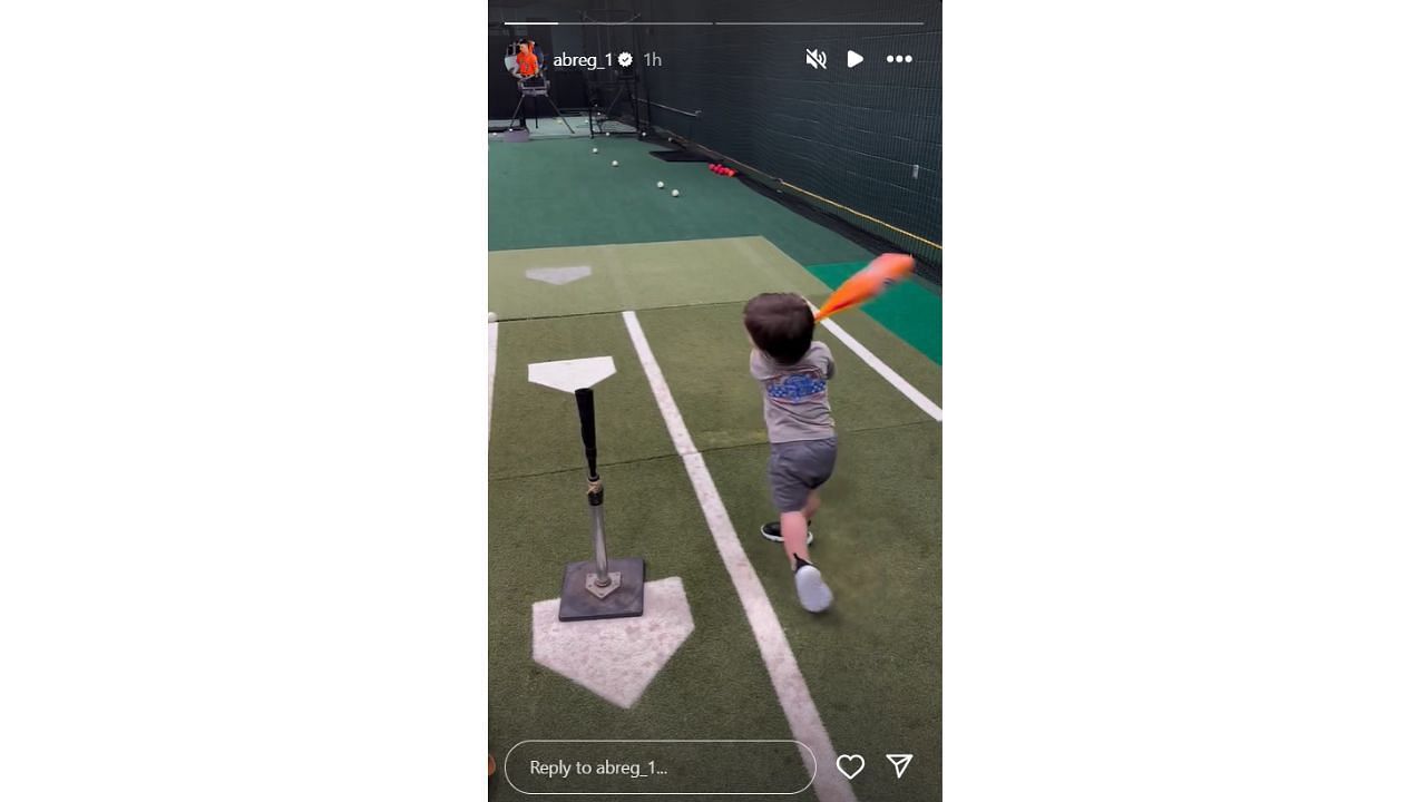 Alex Bregman&#039;s Instagram story on son Knox at batting practice