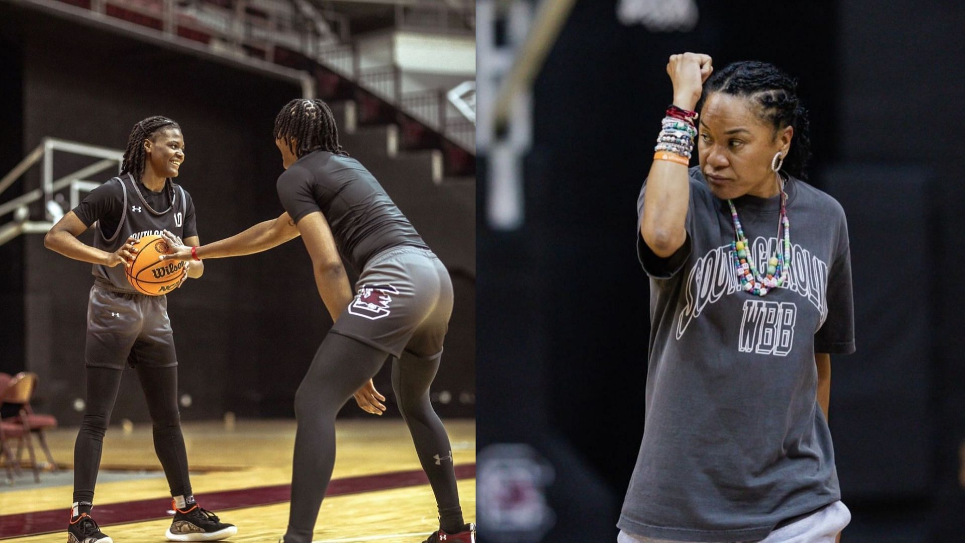 The South Carolina team and coach Dawn Staley (Gamecocks IG handle)