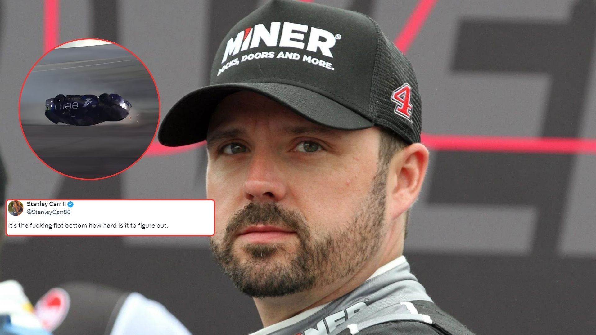 Fans react as Josh Berry went airborne at Daytona (Image: (Getty) (Circle- @NASCAR on X) (Tweet- @StanleyCarr88 on X))