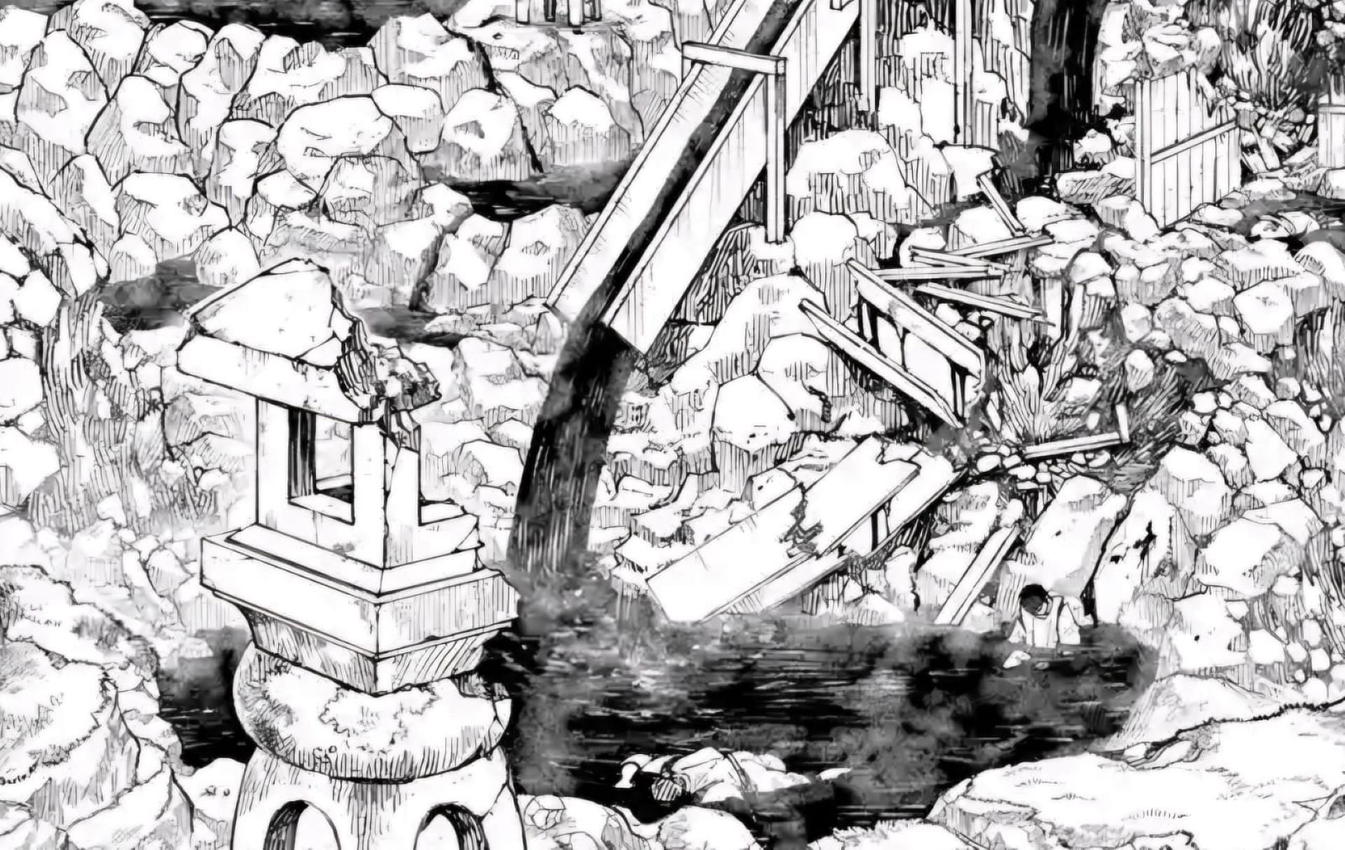 Kokugoku Onsen gets destroyed (Image via Shueisha)