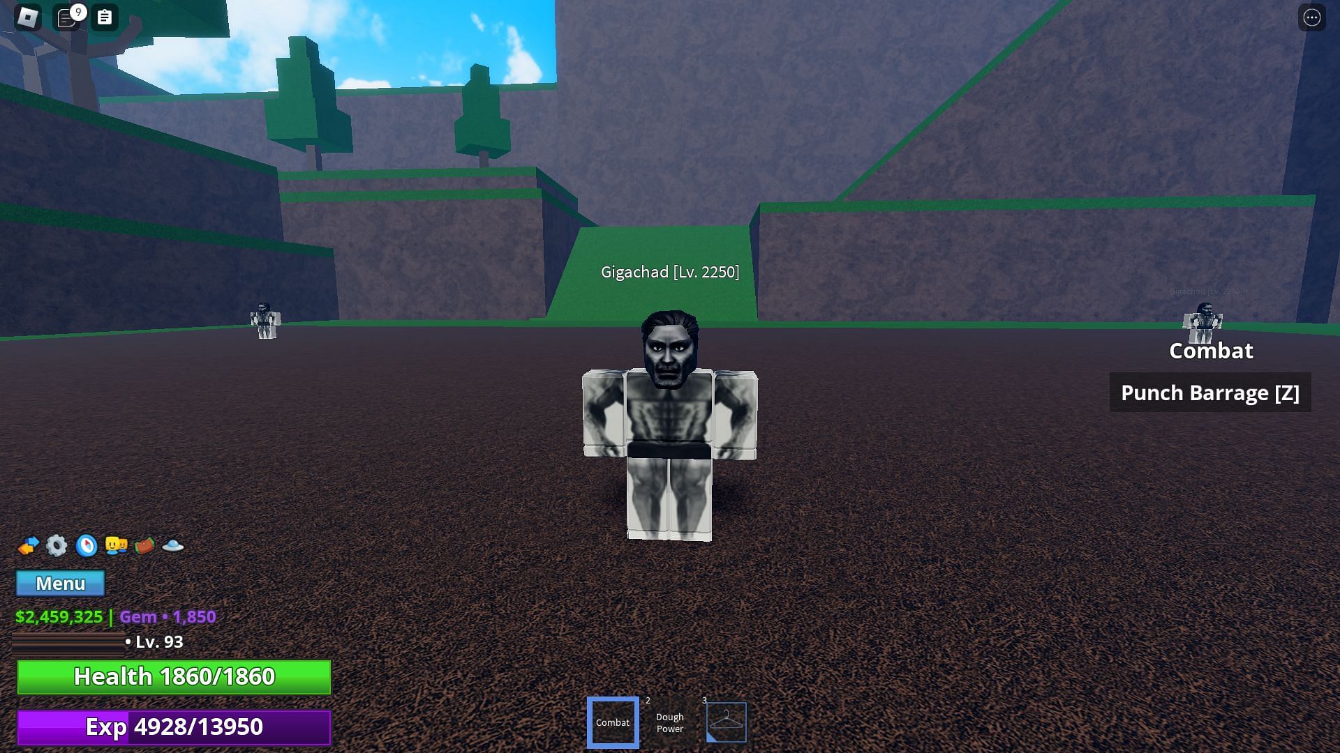 Gigachad, a common enemy on MrBeast Island (Image via Roblox)