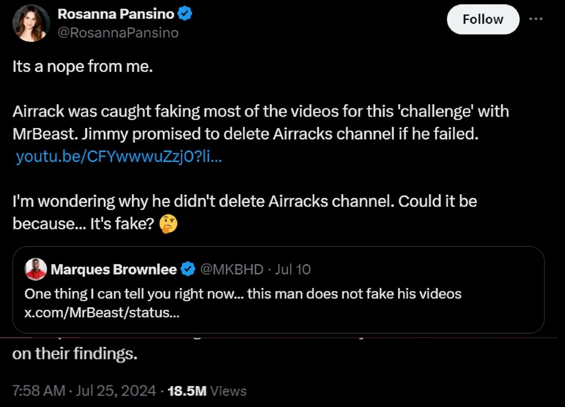 Pansino&#039;s allegations against Jimmy regarding failed promises (Image via X/Rosanna Pansino)