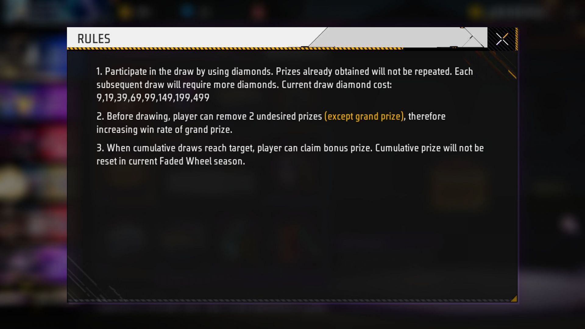 Here are the rules of the event (Image via Garena)