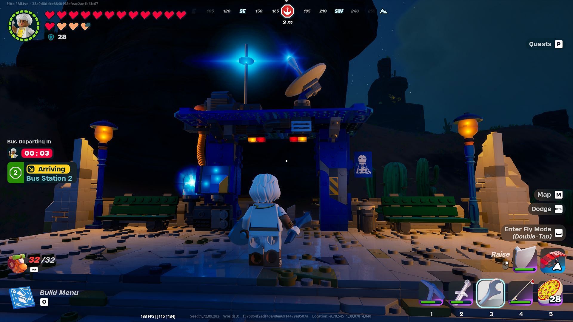 Build your station to fast travel in LEGO Fortnite (Image via Epic Games)