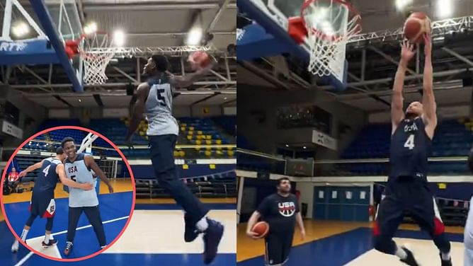 "Mine looked the same" - Steph Curry and Anthony Edwards have impromptu dunk competition after Team USA practice
