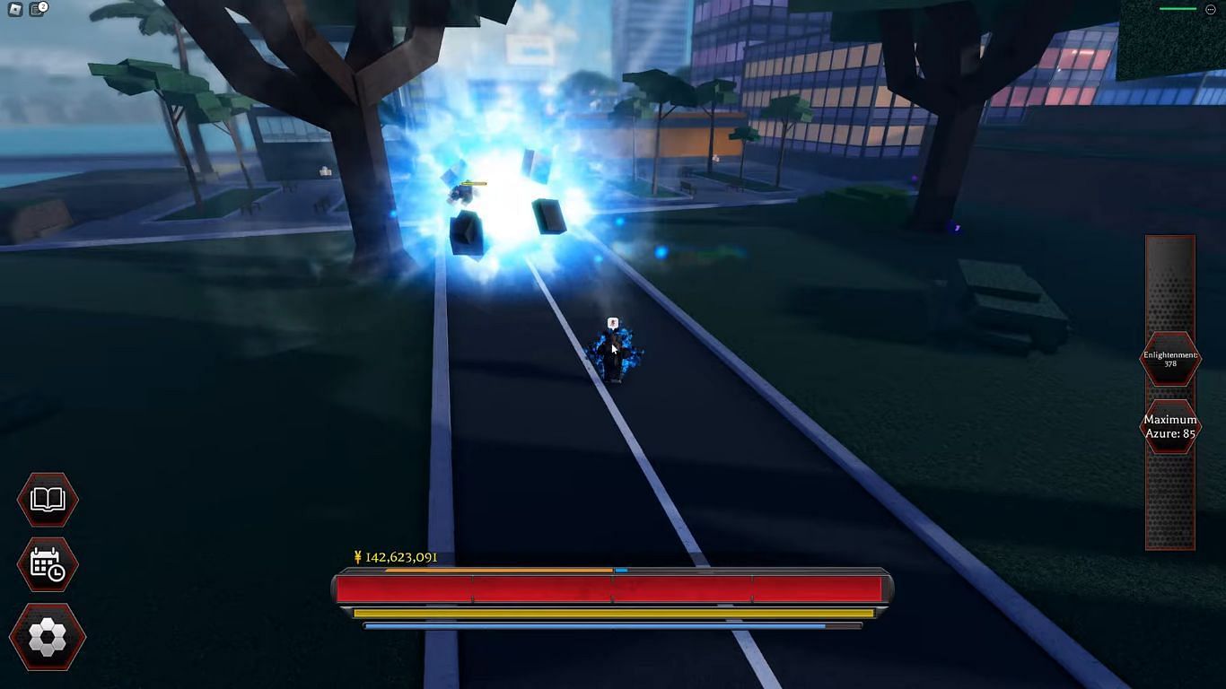 Gameplay screenshot of Gojo in Project Baki 3 (Image via Roblox)