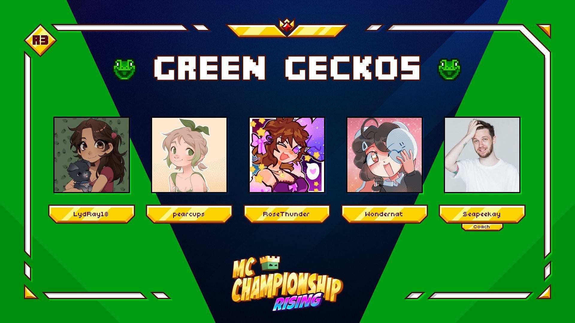 Seapeekay will be the coach of the Green Geckos in the MCC Rising 3 competition (Image via @MCChampionship_/X)