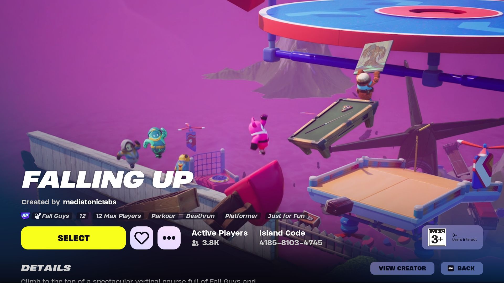 Navigating Fortnite Falling Up (Image via Epic Games)