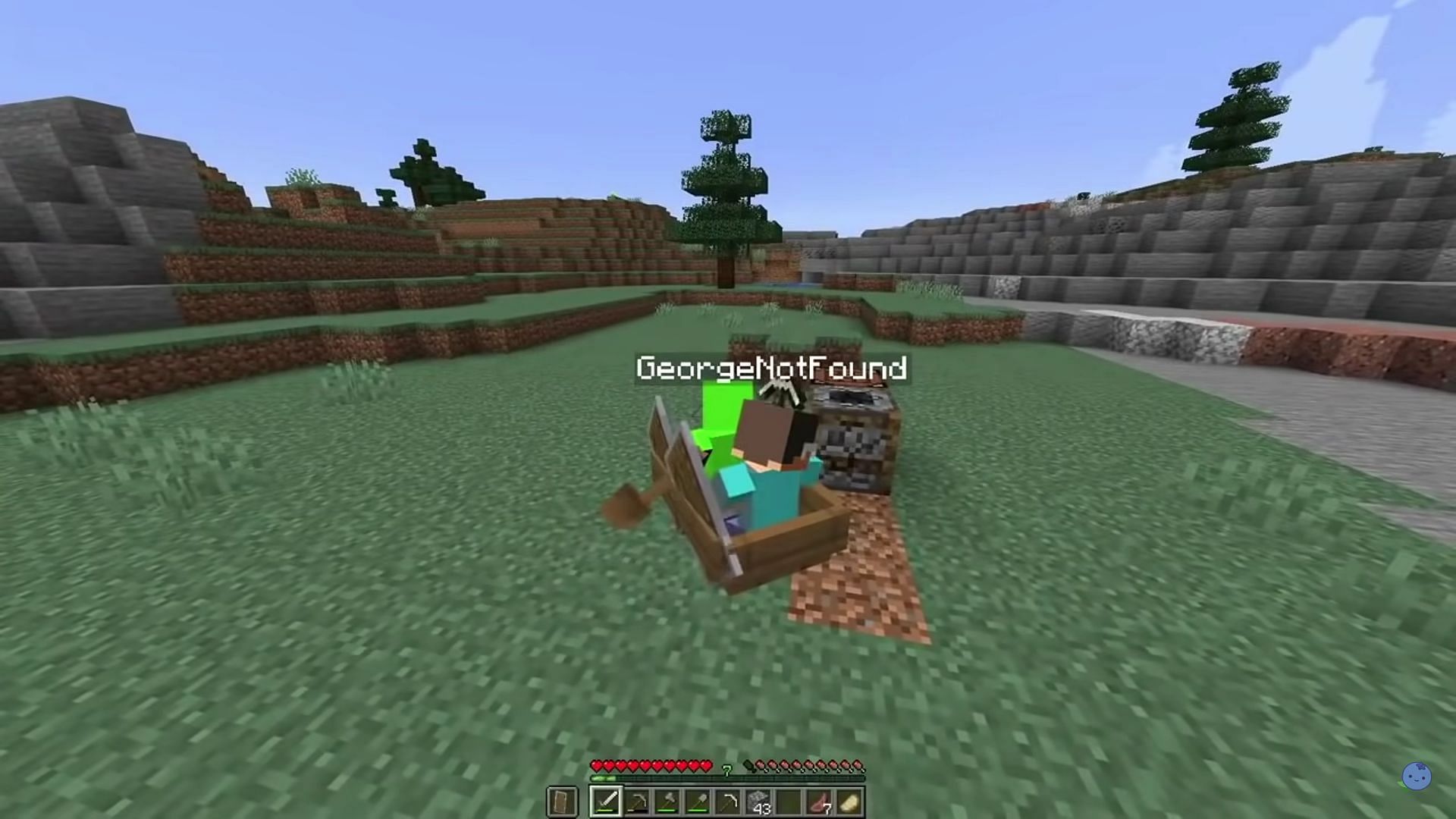 Dream and George, day 1 on the Dream SMP server (Image via Blueberry TV/YouTube || Mojang Studios)