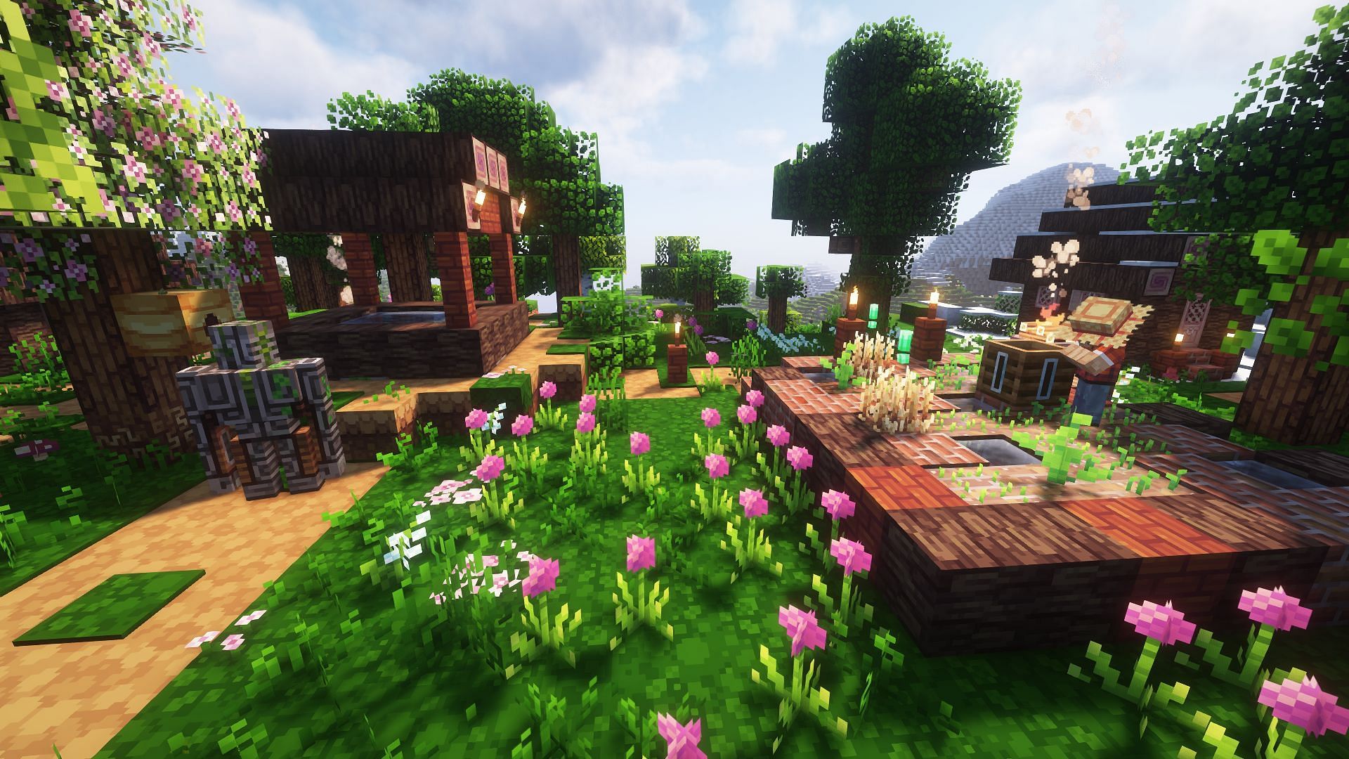 A village as seen with Quadral and a shader (Image via Mojang)