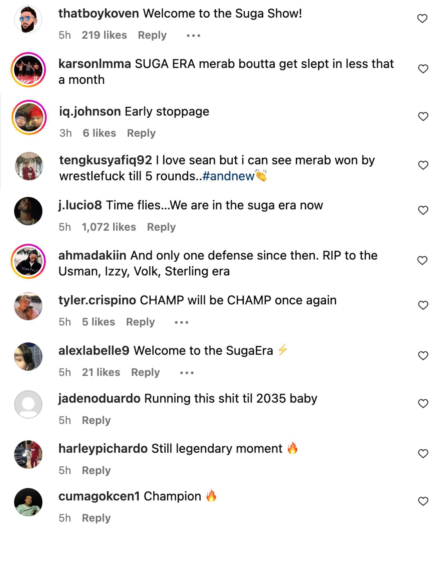 Fans react to Sean O&#039;Malley&#039;s latest Instagram post. [Image courtesy: @sugasean on Instagram]