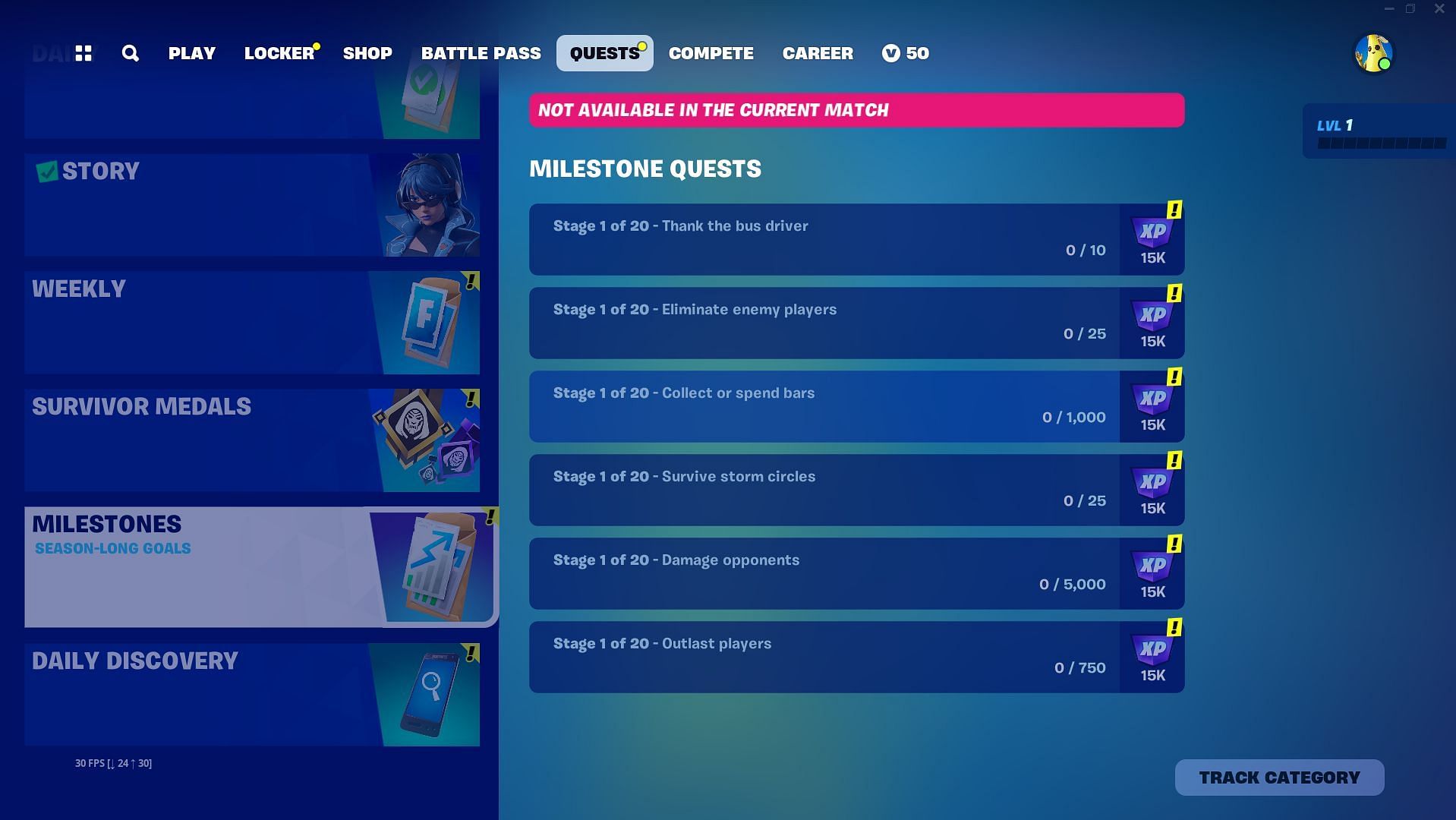 Fortnite Chapter 5 Season 4 Milestones (Image via Epic Games)