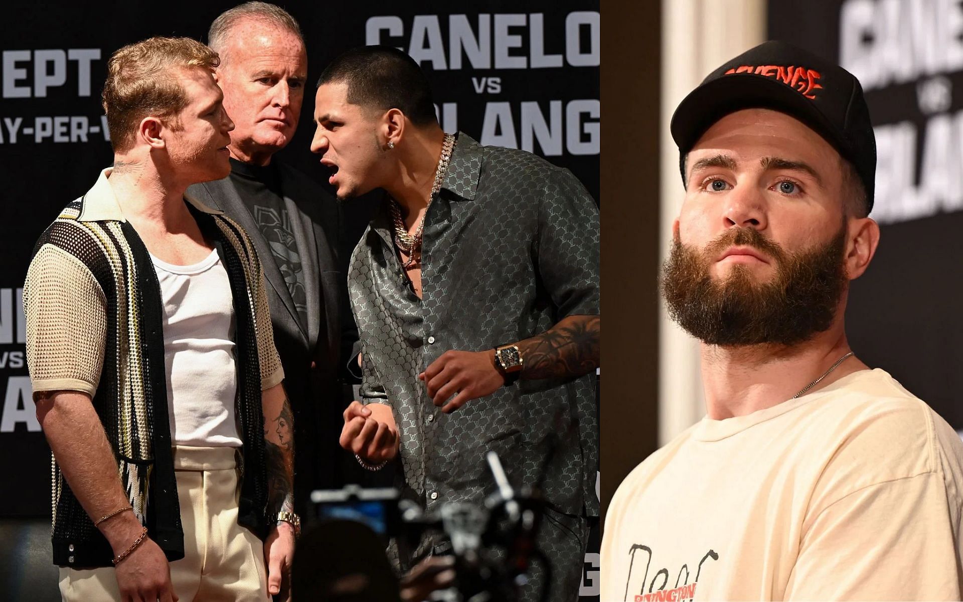 Canelo Alvarez (far left) promises to defeat Edgar Berlanga (middle) for former opponent Caleb Plant (right) after they clash at presser [Images courtesy: Getty Images]