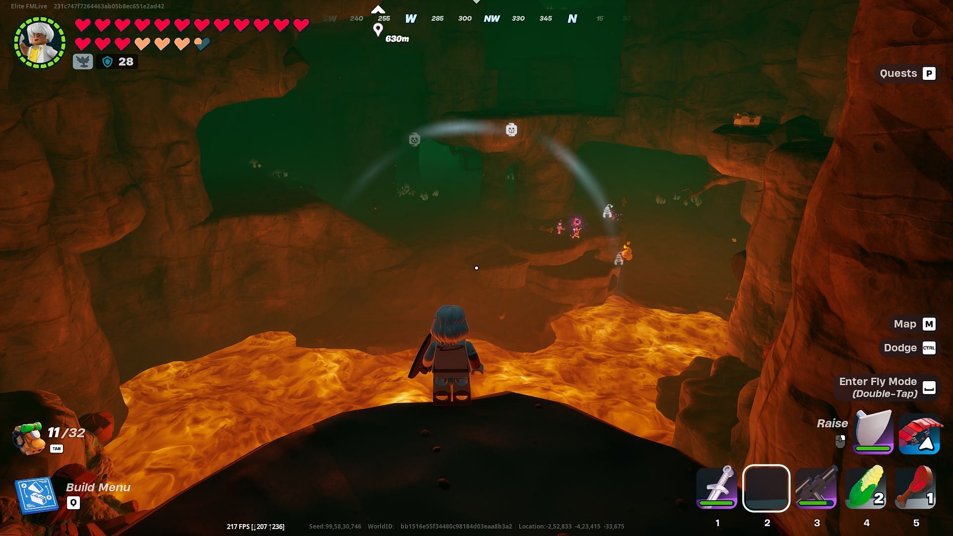 Lava Caves in LEGO Fortnite are extremely hot and filled with mobs (Image via Epic Games)