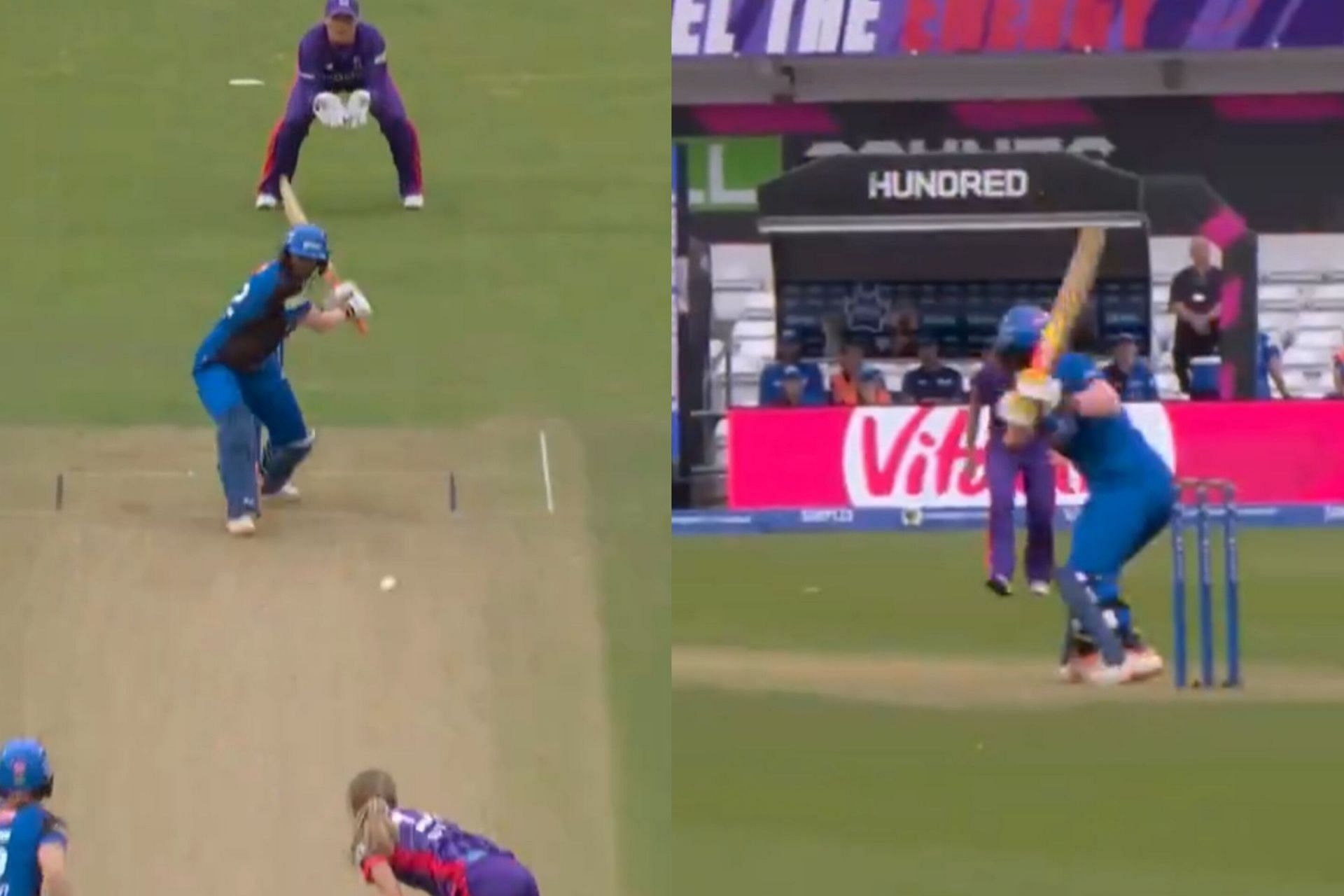 Deepti Sharma smashes Annabel Sutherland for a maximum in The Hundred Women&rsquo;s 2024 (Image via X/@thehundred)