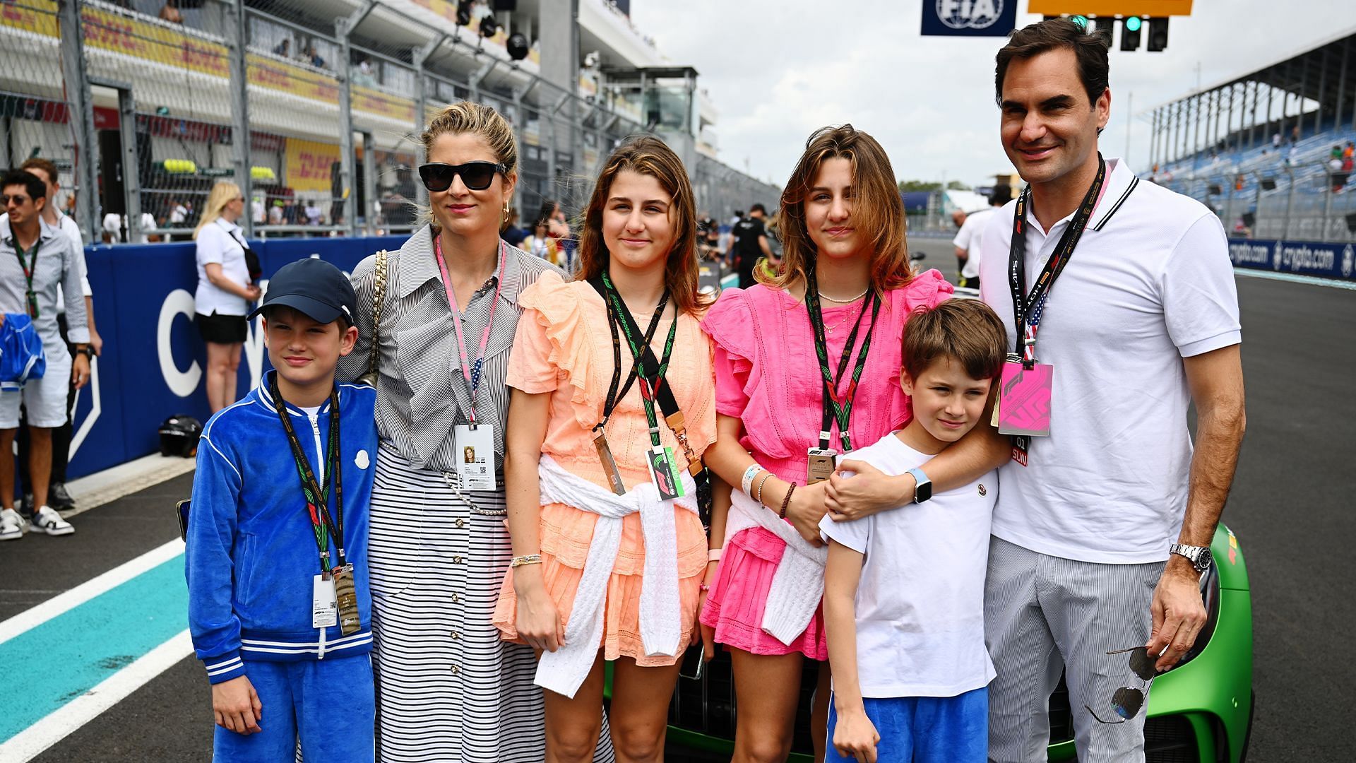 Roger Federer (extreme right) with his family