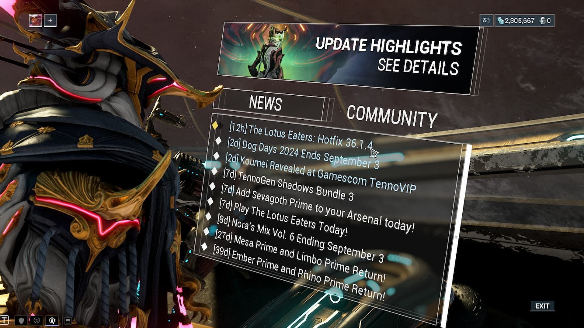 Warframe hotfix 36.1.4 patch notes