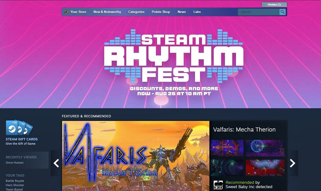 Steam storefront (Image via Steam)