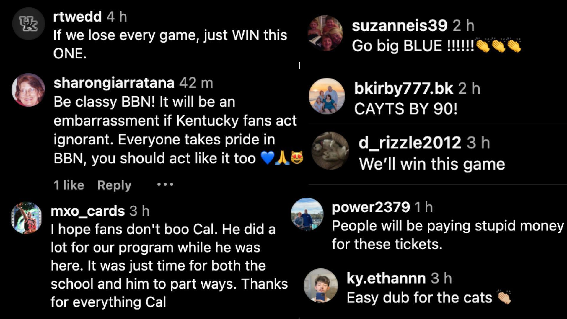 Fan reactions to the Kentucky vs Arkansas match-up (Credits: Instagram/@ksr_ig)