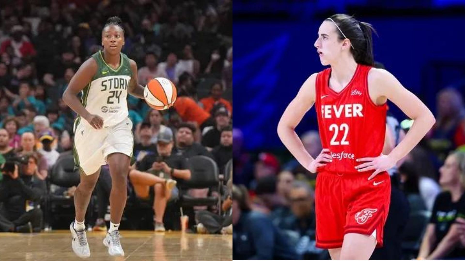 Jewell Loyd of the Seattle Storm and Caitlin Clark of the Indiana Fever. Photo Credits: Imagn