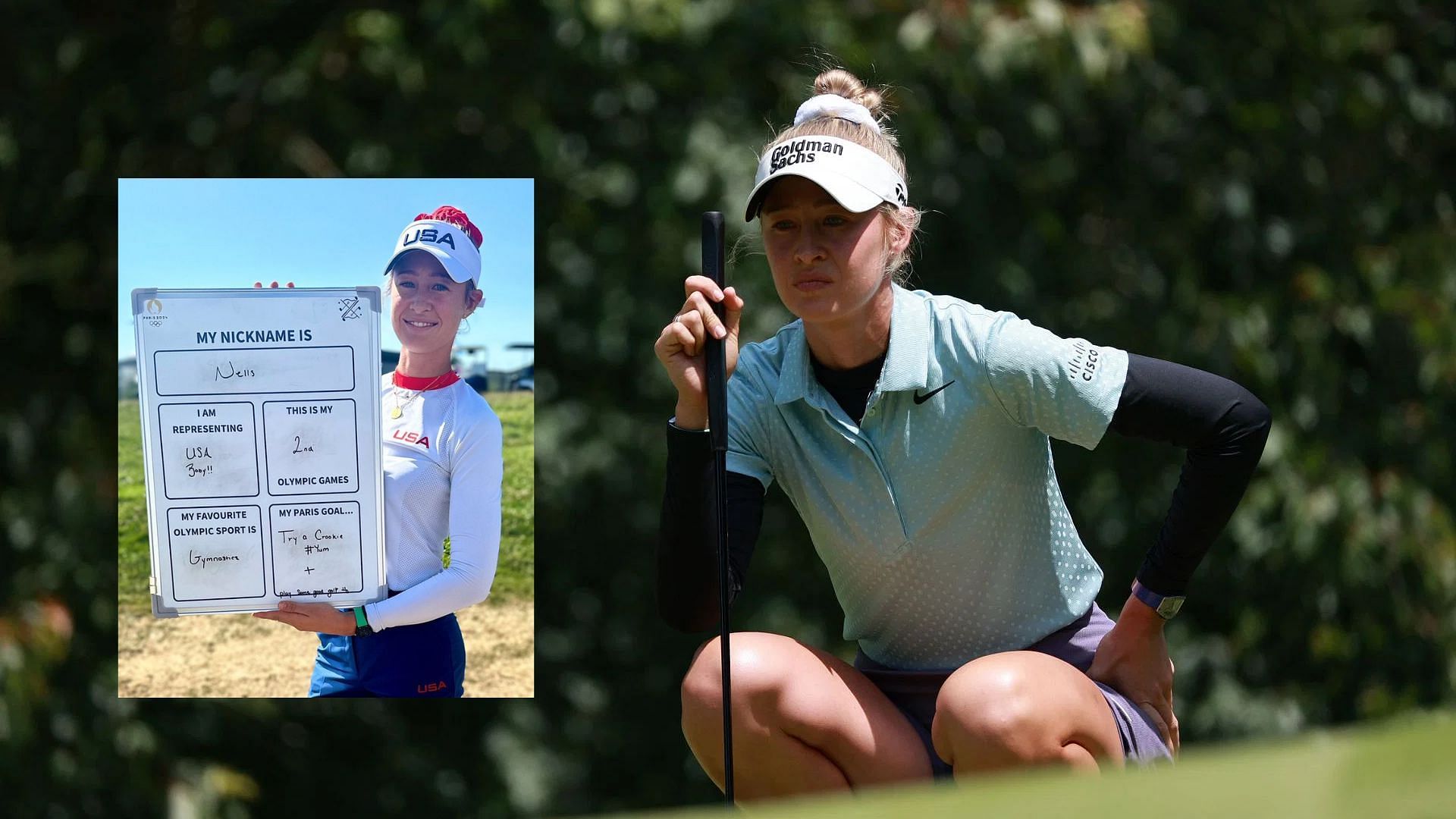 Nelly Korda shares her Paris Goal (Images via Getty and @OlympicGolf/X)