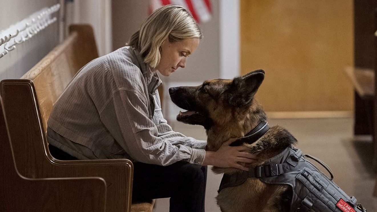 Jazz with her crime detection dog Zeus (Image via @hallmarkmystery/Instagram) 