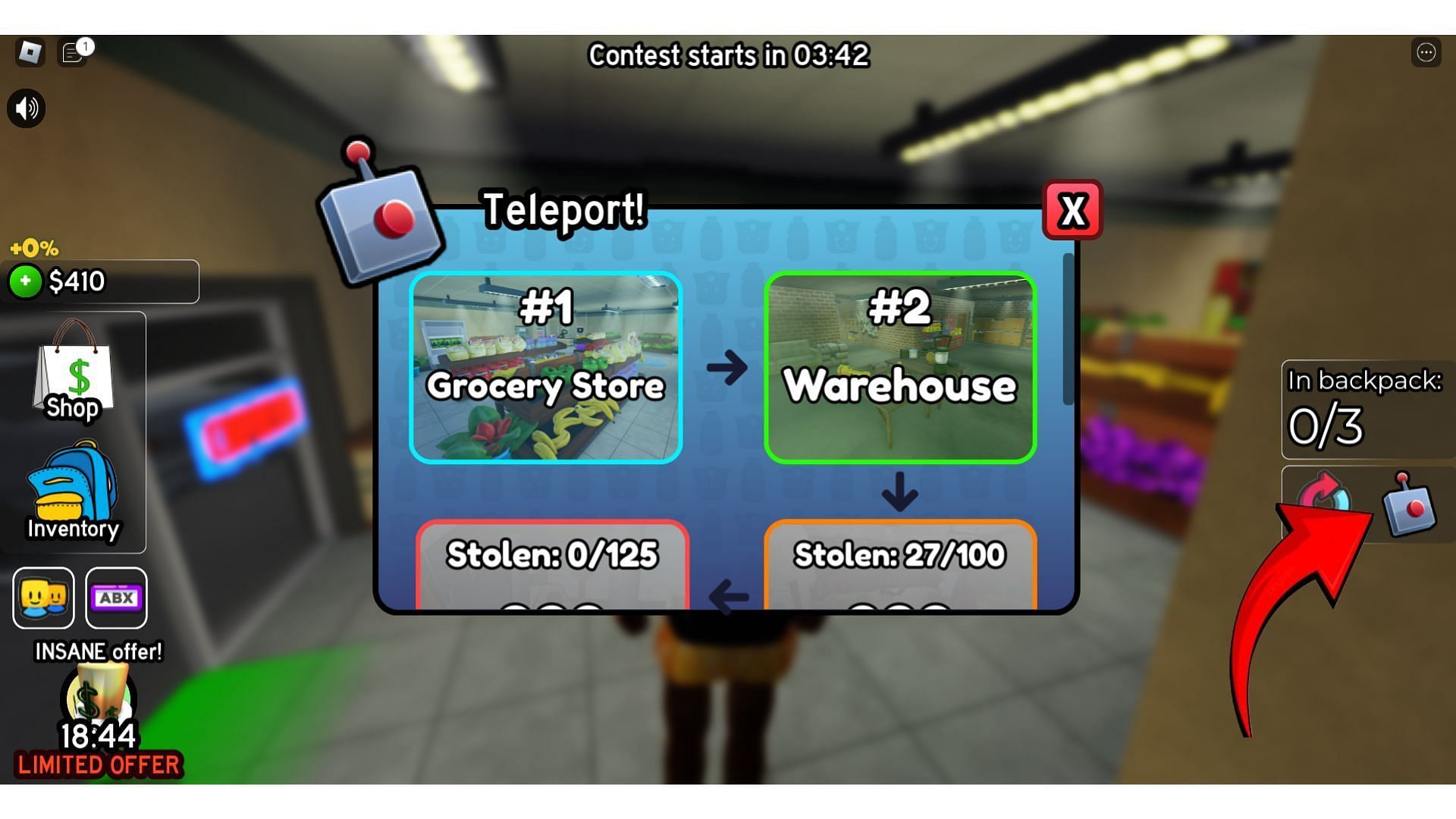 Steal items to unlock new locations (Image via Roblox)