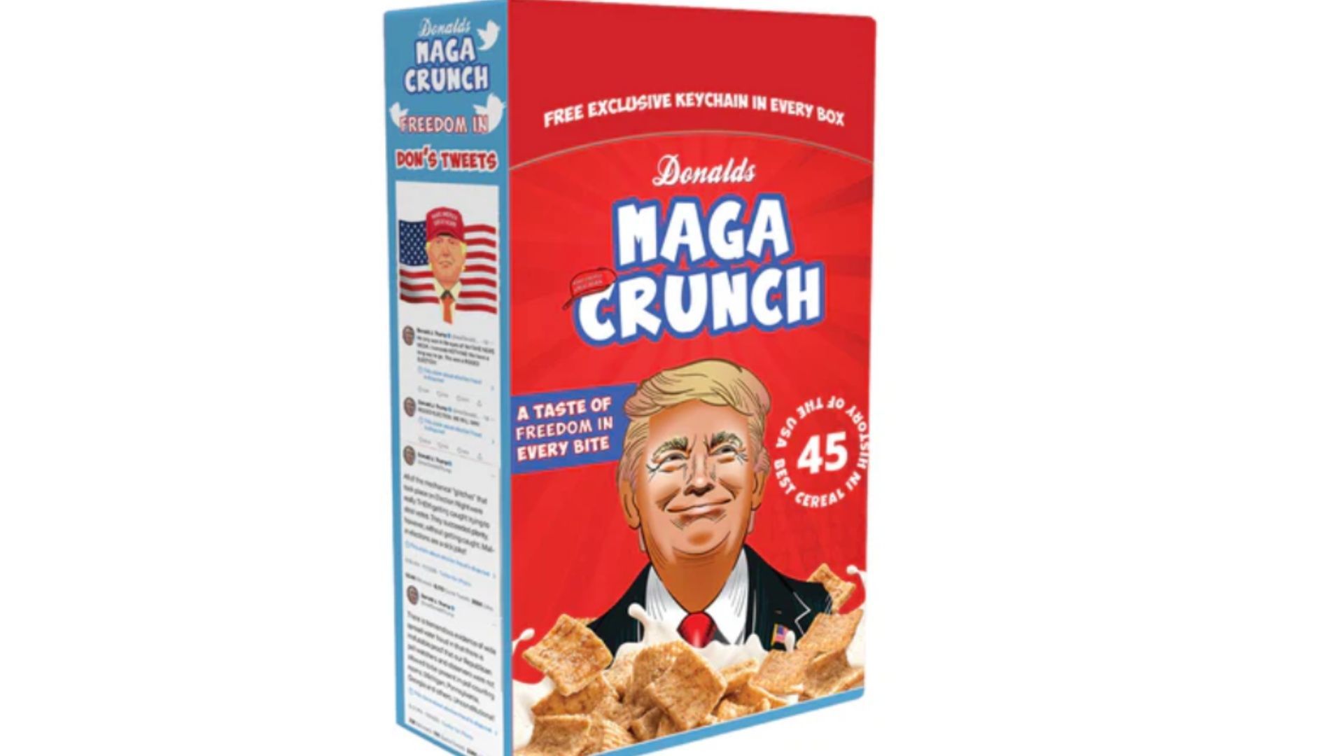 MAGA Crunch is a Donald Trump-inspired breakfast cereal. (Image via magacrunch.com)