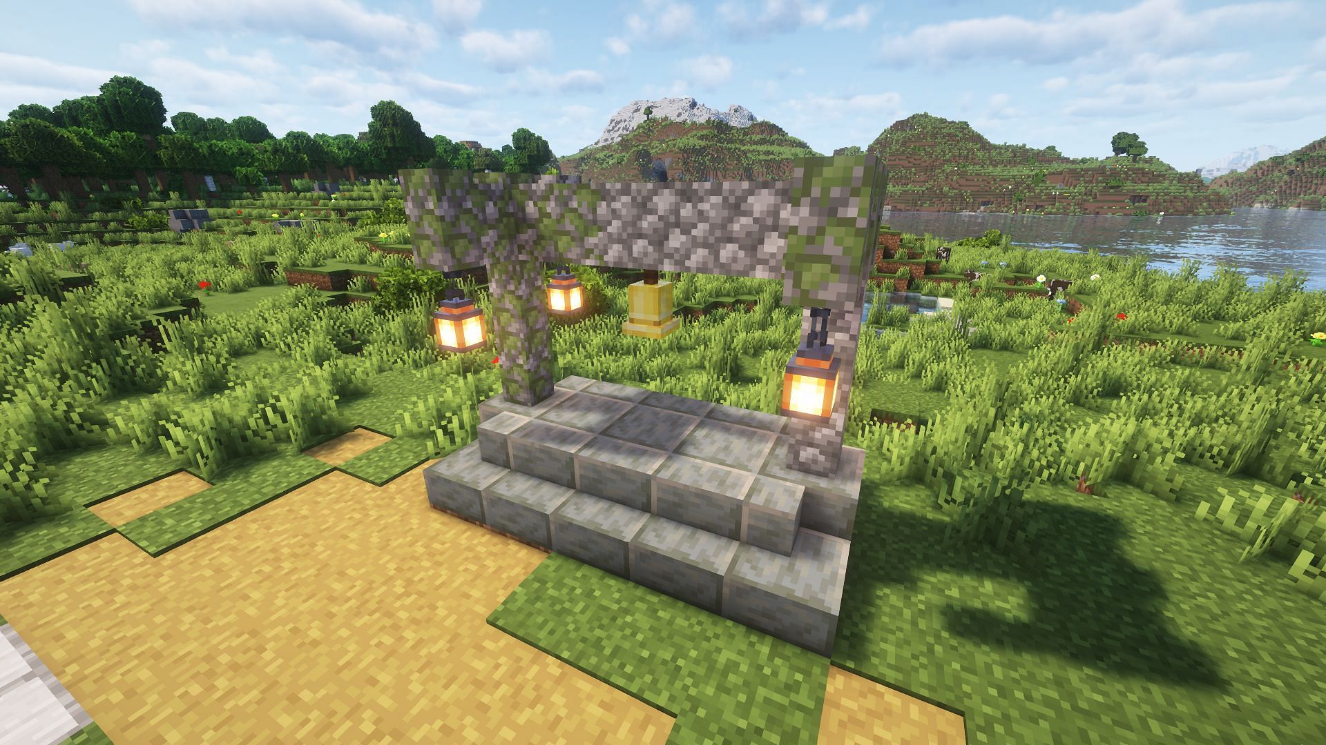 Giving the villagers a gathering site, in the form of a bell, will make them much safer (Image via Mojang)